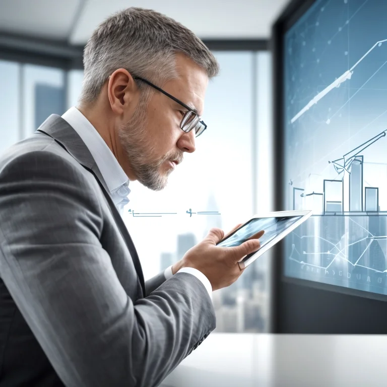 Professional business leader analyzing economic charts